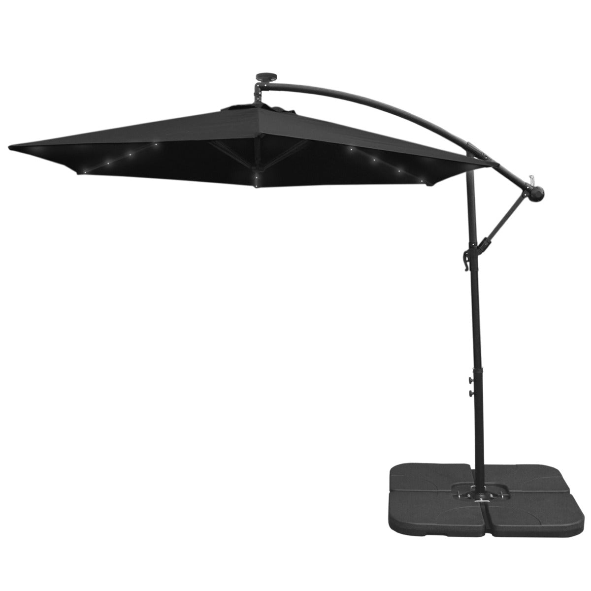 Black 3m LED Cantilever Parasol With Plain Base