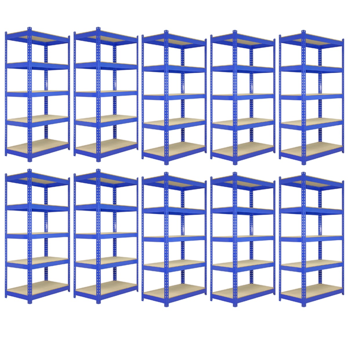 10 x T-RAX Blue Metal Racking Units 120cm x 45cm x 180cm