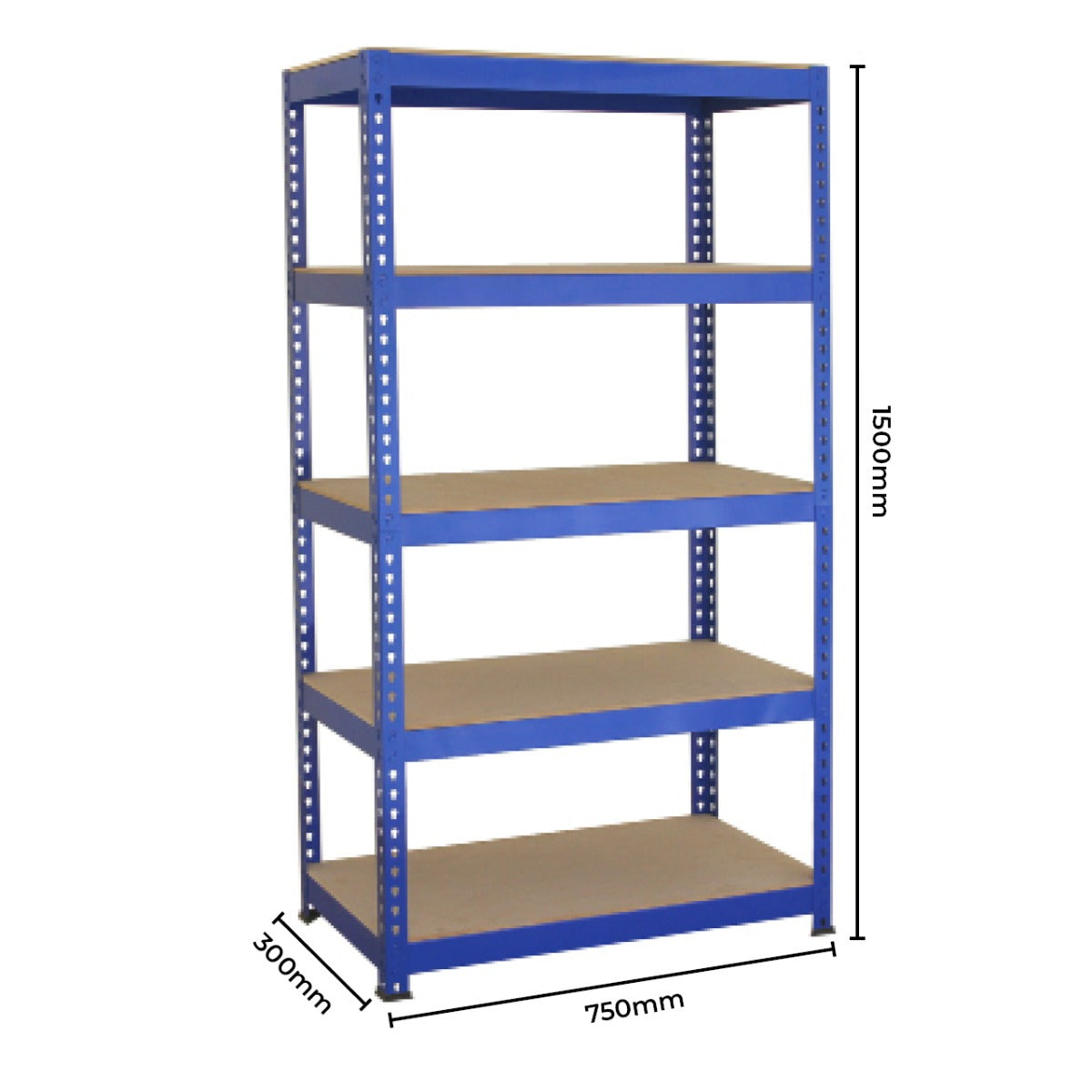 2 x T-RAX Blue Metal Racking Units 75cm x 150cm x 30cm with Free Bay Connectors