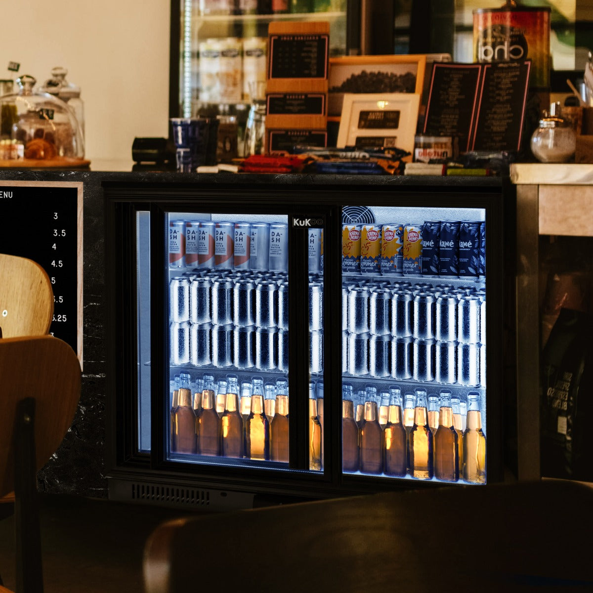 Back Bar Fridge Cooler - Sliding Double Door