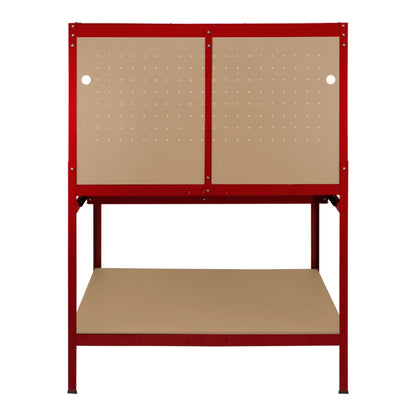 Workbench with Pegboard, Drawer & Light – Red