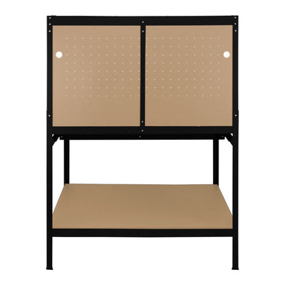 Workbench with Pegboard, Drawer & Light – Black