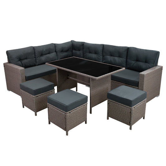 Rattan Corner Set - Grey