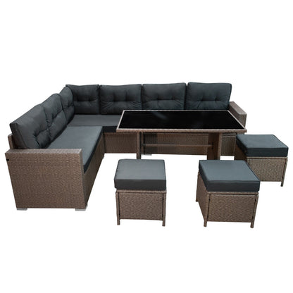 Rattan Corner Set - Grey