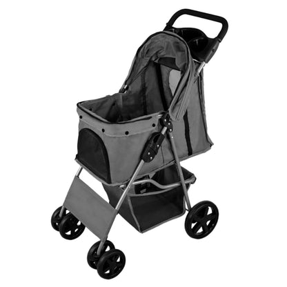 Pet Stroller with Rain Cover – Grey