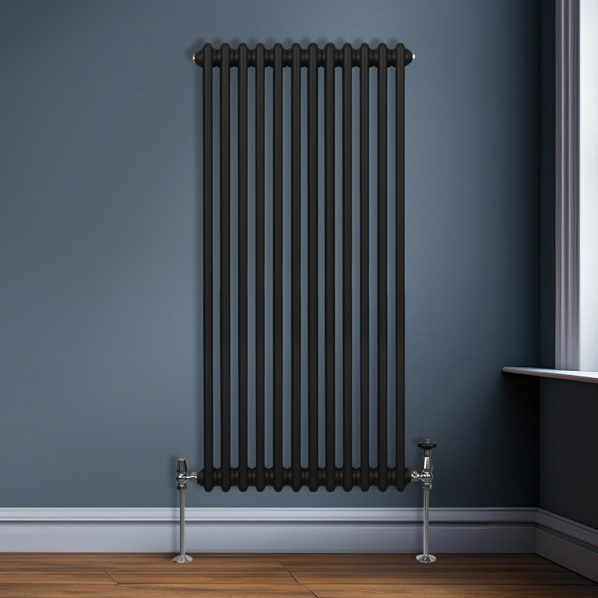 Traditional 2 Column Radiator - 1500 x 562mm - Black