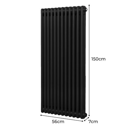 Traditional 2 Column Radiator - 1500 x 562mm - Black