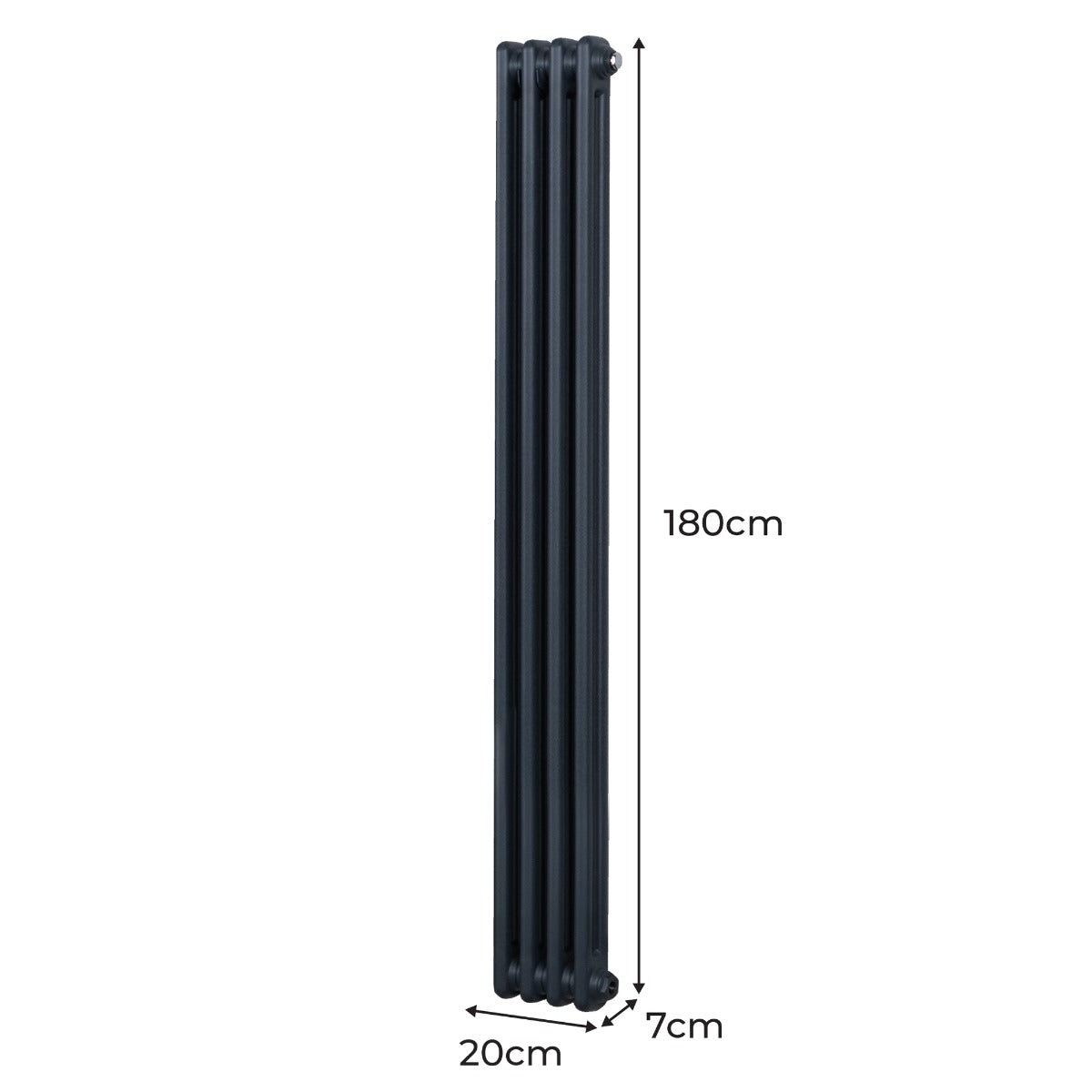 Traditional 2 Column Radiator - 1800 x 202mm - Anthracite Grey