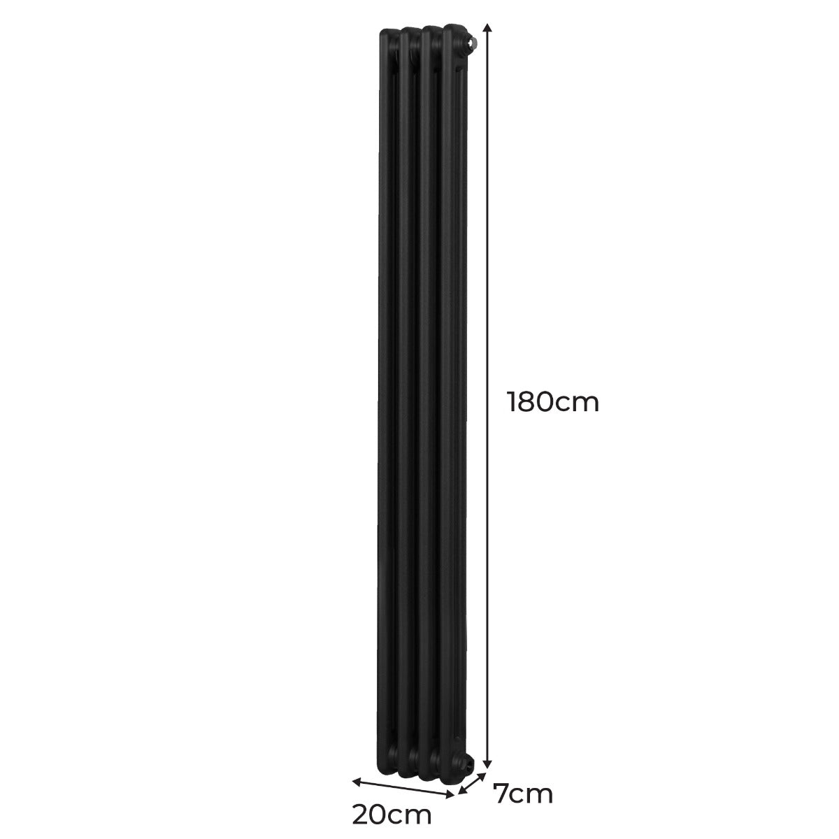 Traditional 2 Column Radiator - 1800 x 202mm - Black