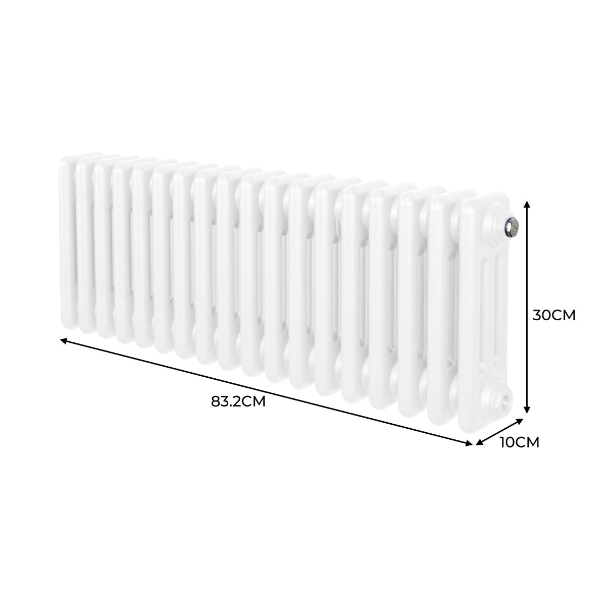 Traditional 3 Column Radiator - 300 x 832mm - White