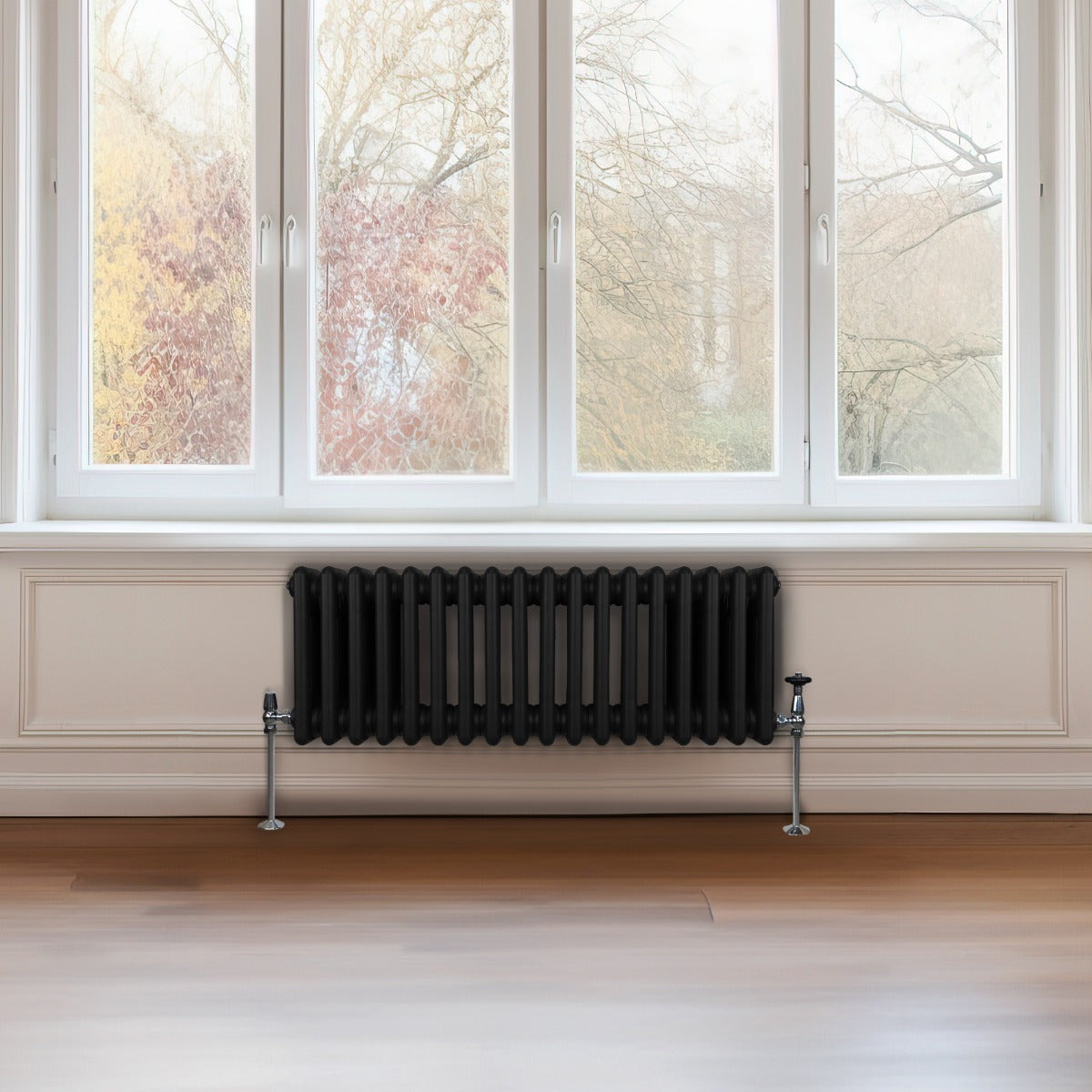 Traditional 3 Column Radiator - 300 x 832mm - Black