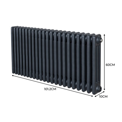 Traditional 3 Column Radiator - 600 x 1012mm - Anthracite Grey