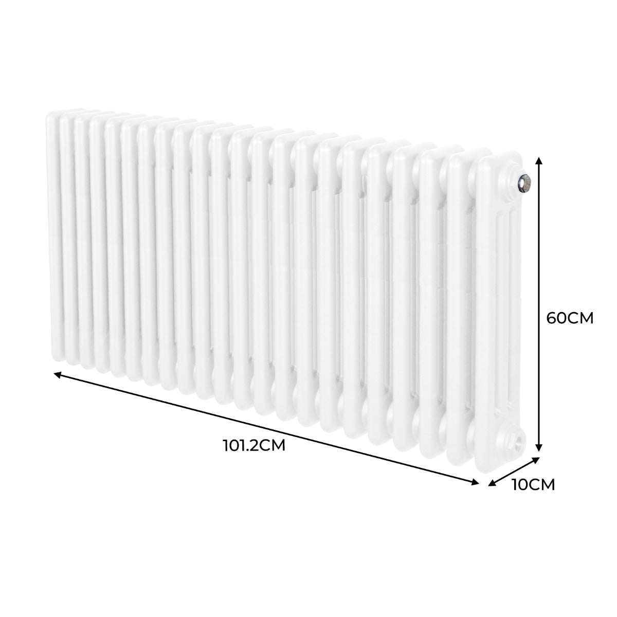 Traditional 3 Column Radiator - 600 x 1012mm - White