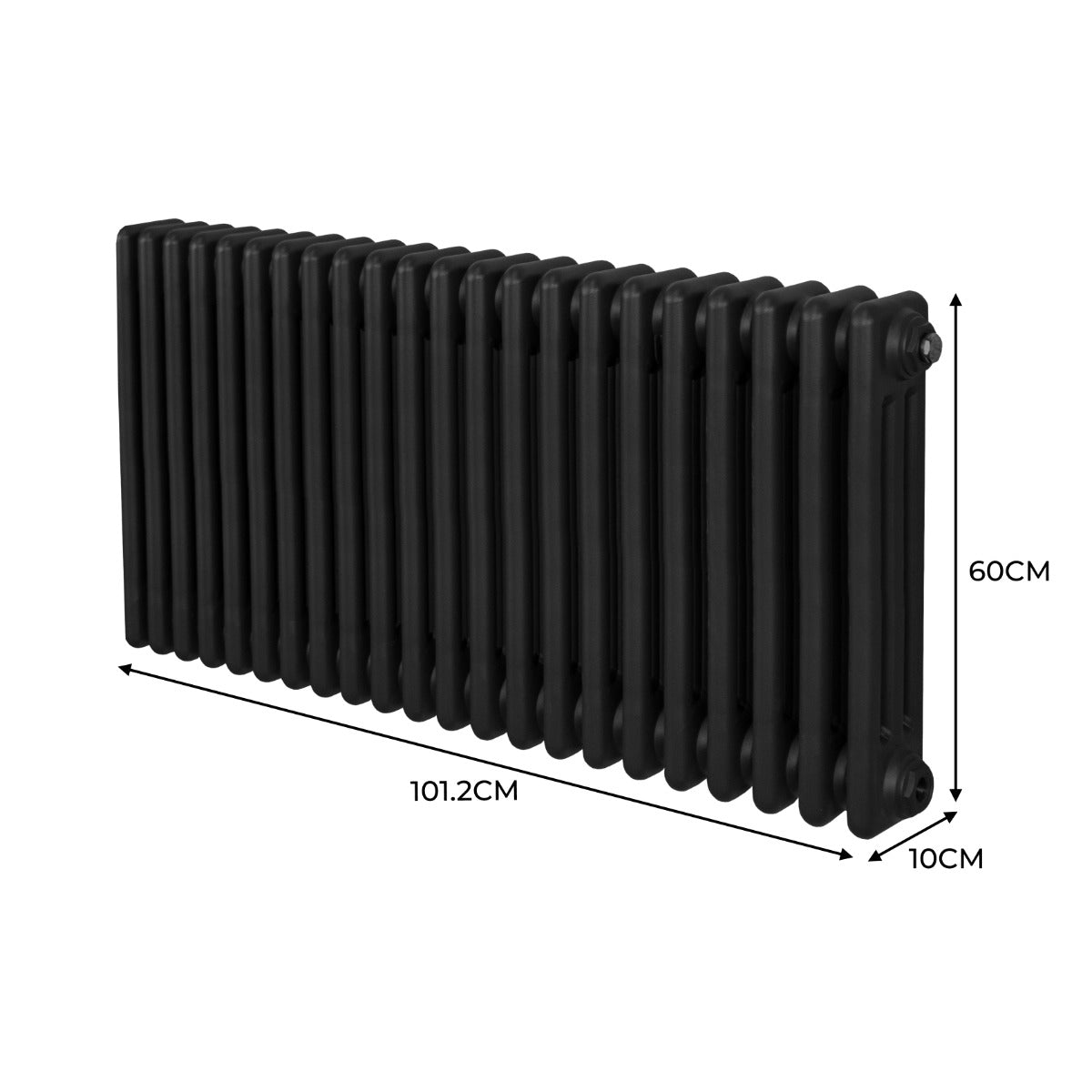 Traditional 3 Column Radiator - 600 x 1012mm - Black