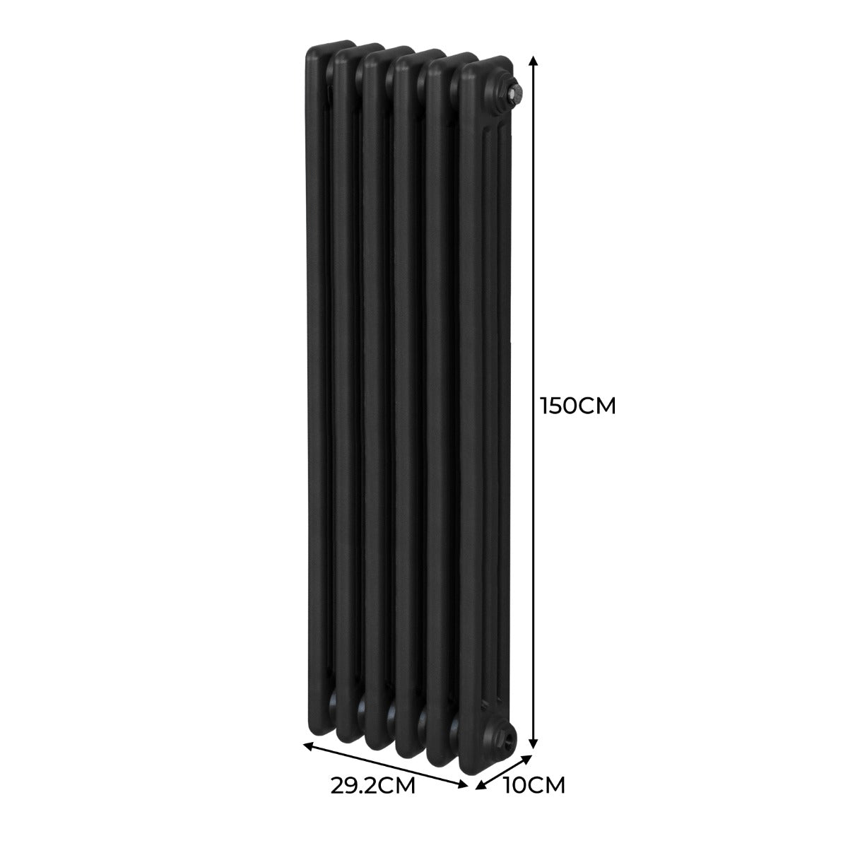 Traditional 3 Column Radiator - 1500 x 292mm - Black