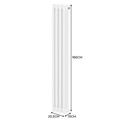 Traditional 3 Column Radiator - 1800 x 202mm - White