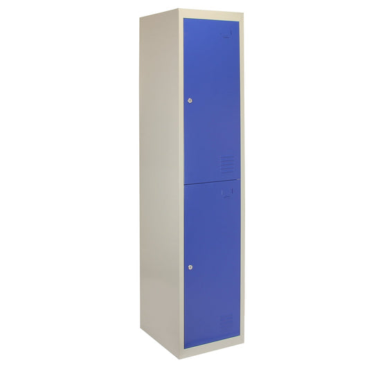 Metal Storage Lockers - Two Doors, Flatpacked, Blue