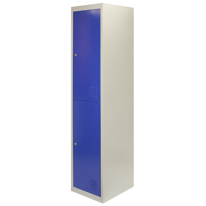 Metal Storage Lockers - Two Doors, Flatpacked, Blue