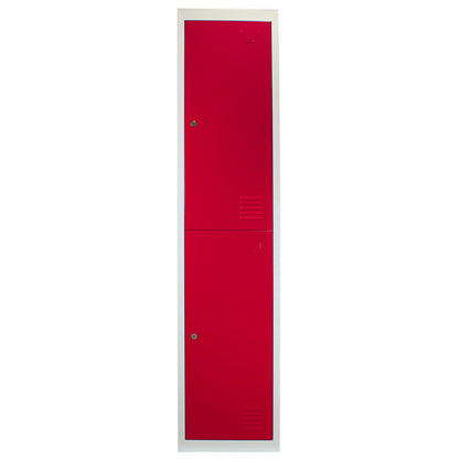 Metal Storage Lockers - Two Doors, Flatpacked, Red