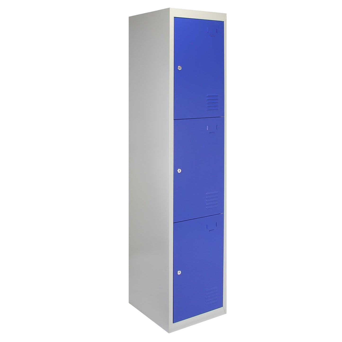 Metal Storage Lockers - Three Doors, Flatpacked, Blue