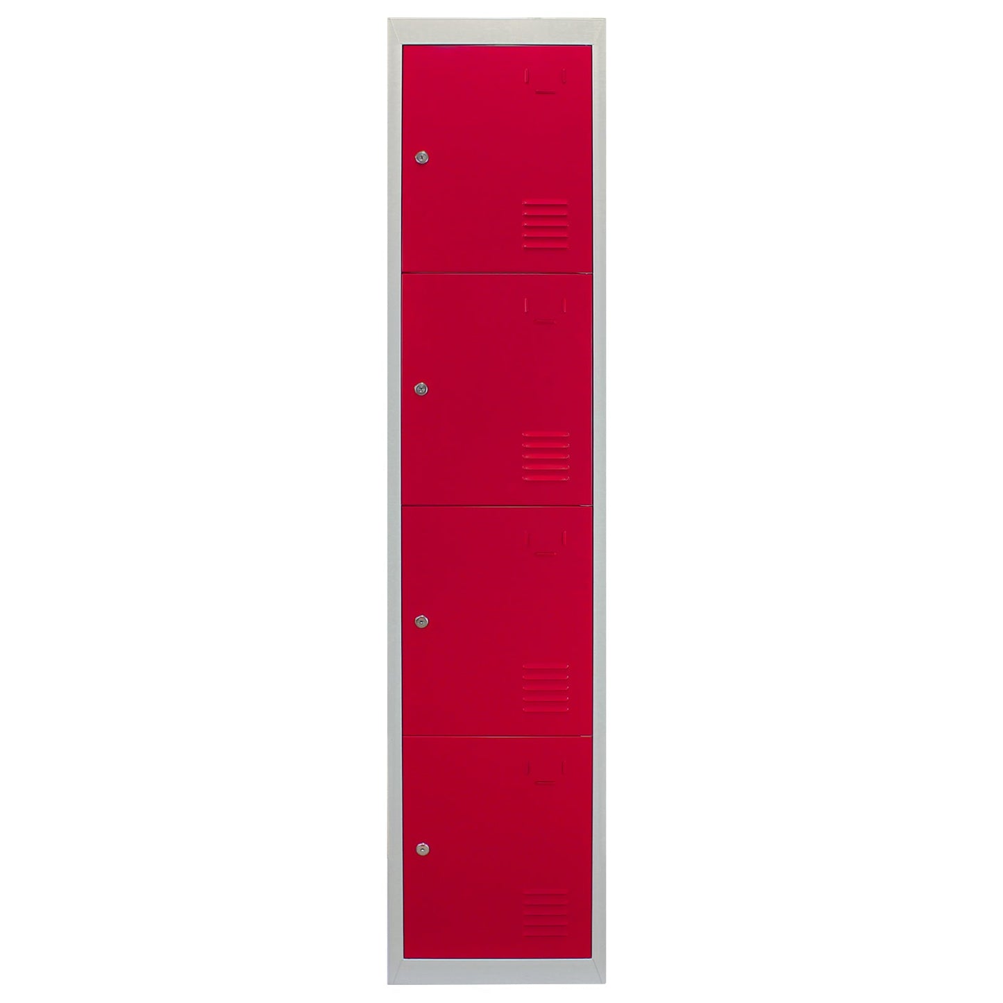 Metal Storage Lockers - Four Doors, Red