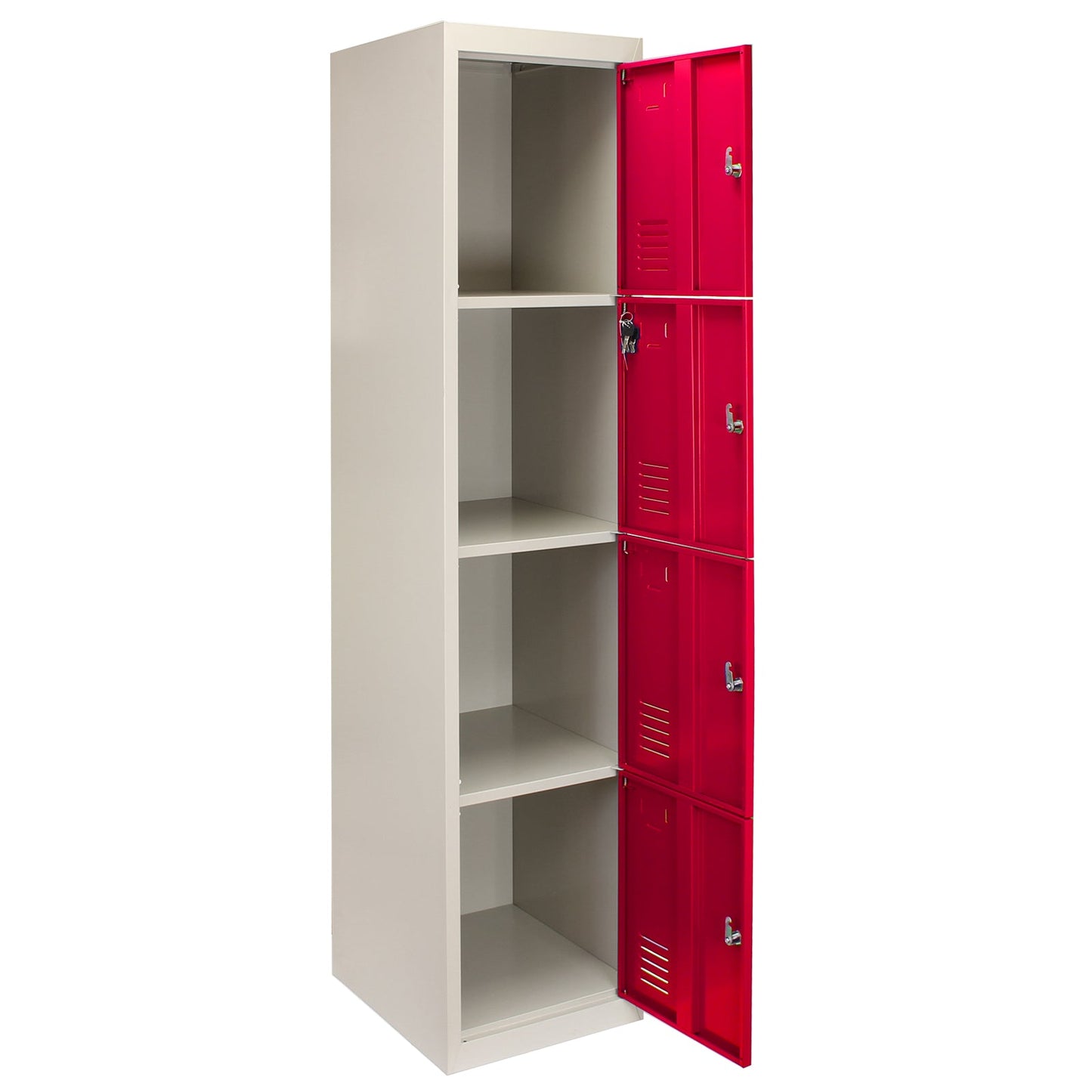 Metal Storage Lockers - Four Doors, Red