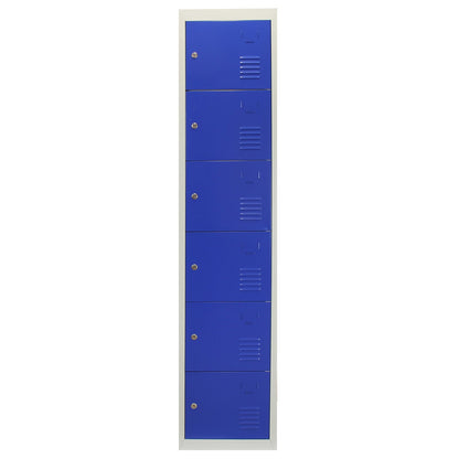 3 x Metal Storage Lockers - Six Doors, Blue - Flatpack