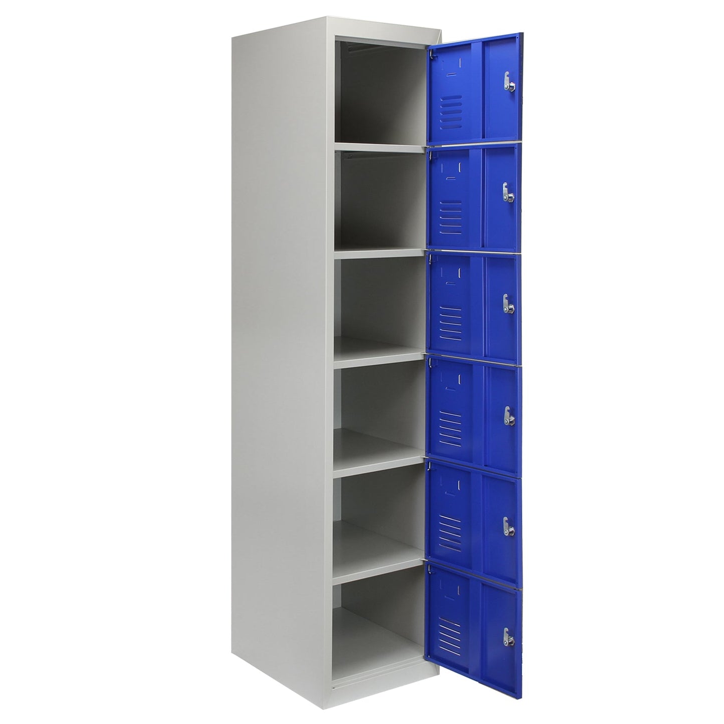 Metal Storage Lockers - Six Doors, Flatpacked, Blue