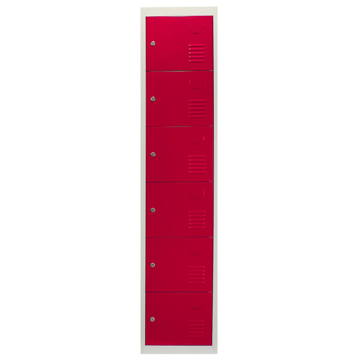 3 x Metal Storage Lockers - Six Doors, Red - Flatpack