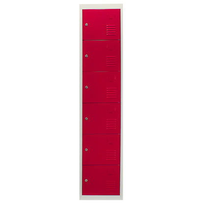 3 x Metal Storage Lockers - Six Doors, Red - Flatpack