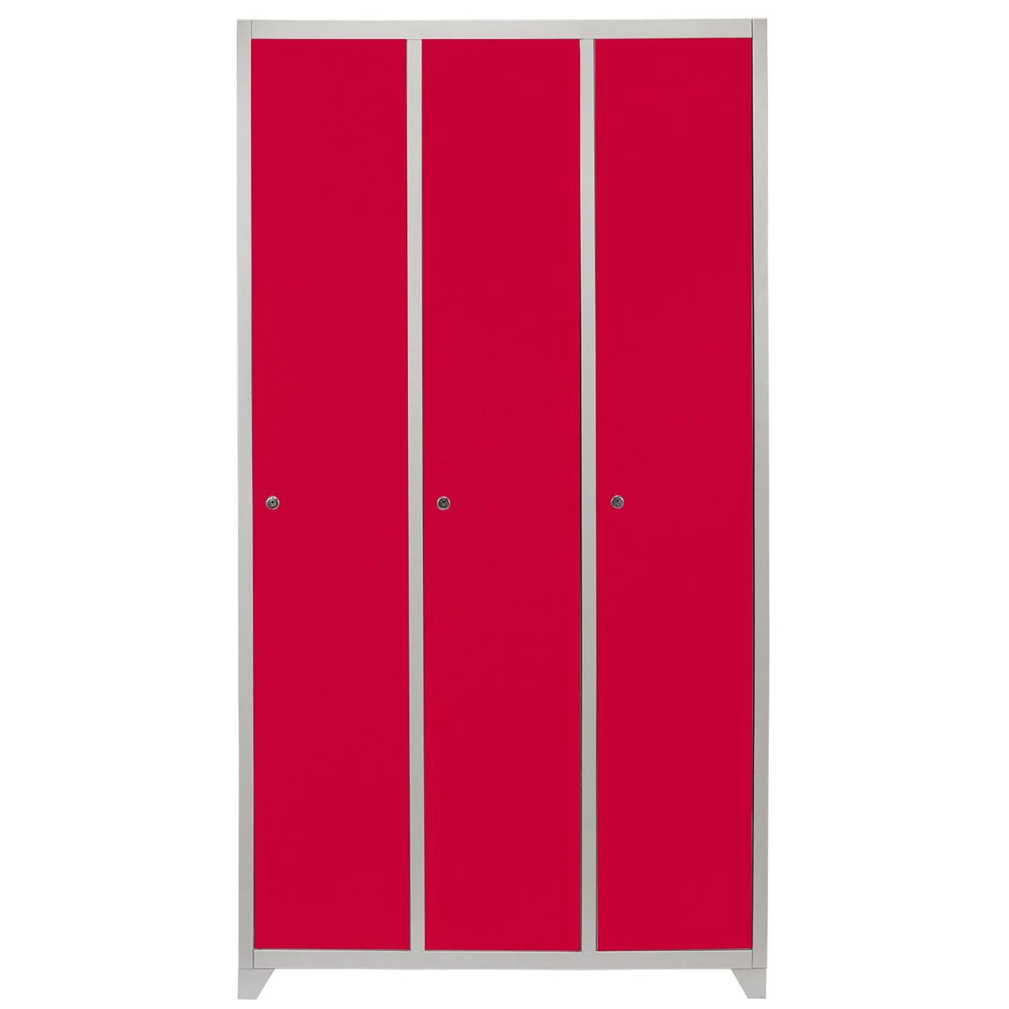 Metal Storage Lockers - Three Doors Wide, Red