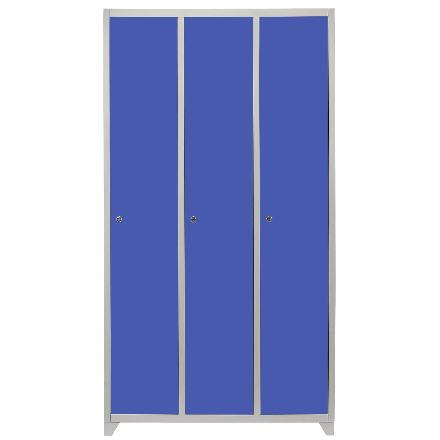 Metal Storage Lockers - Three Doors Wide, Blue