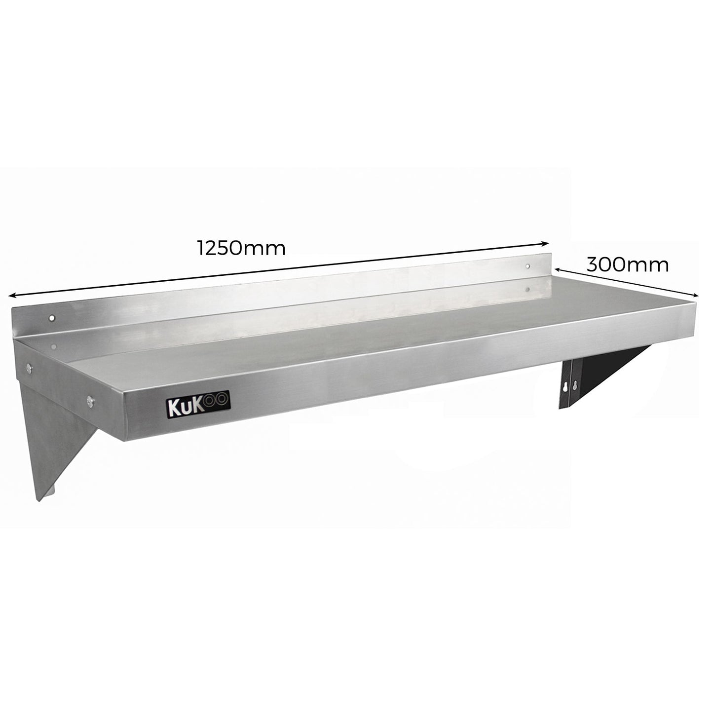 2 x KuKoo Stainless Steel Shelves 1250mm x 300mm