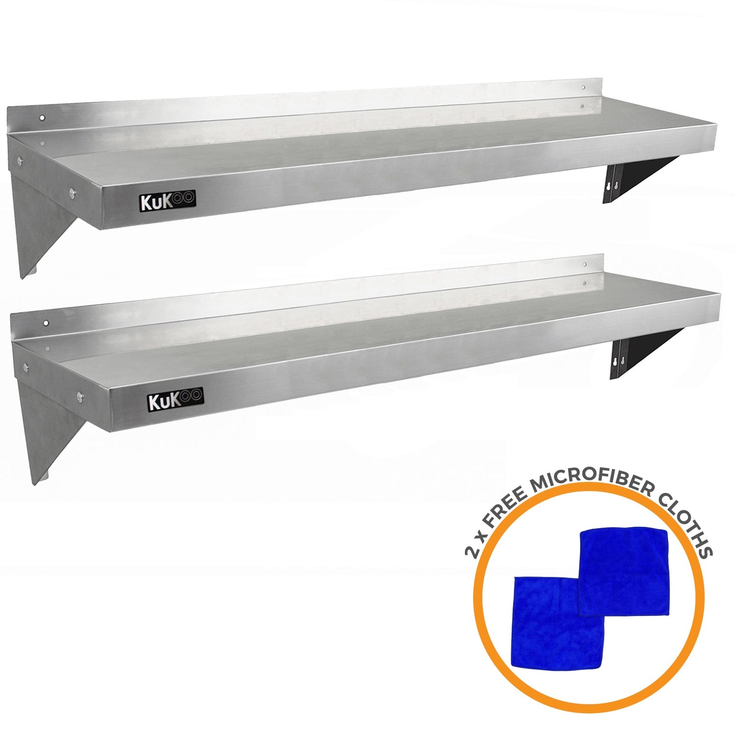 2 x KuKoo Stainless Steel Shelves 1400mm x 300mm