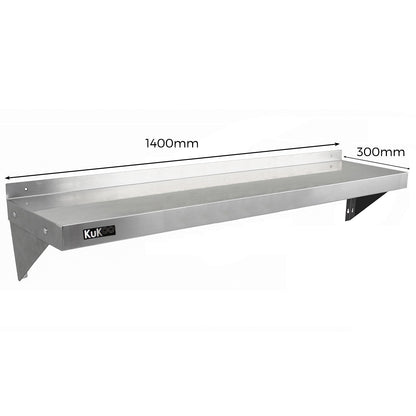 2 x KuKoo Stainless Steel Shelves 1400mm x 300mm