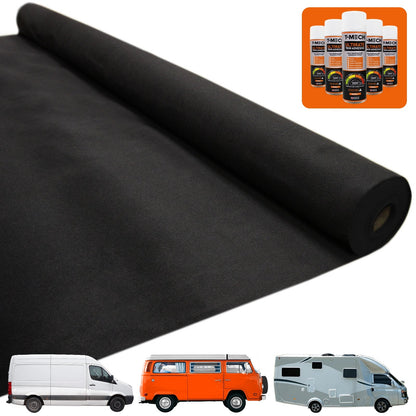 Van Carpet Lining / Black & 5 Adhesive Cans