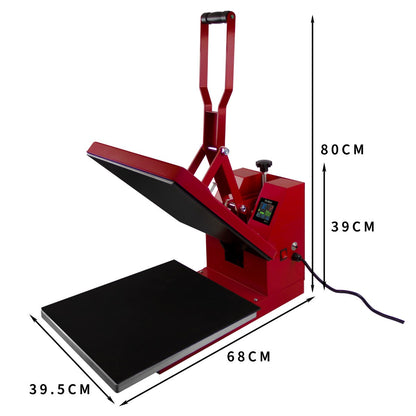 PixMax T-Shirt Sublimation Heat Press Machine, 38cm x 38cm Clam, Red F2