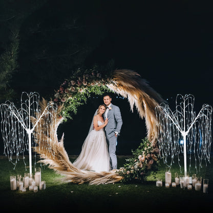 Wedding Moongate - Silver & 2 x Weeping Willow Tree 180cm Cool White