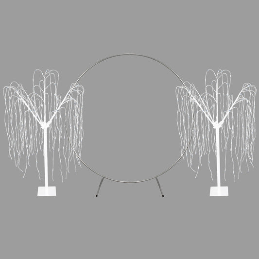 Wedding Moongate - Silver & 2 x Weeping Willow Tree 180cm Cool White