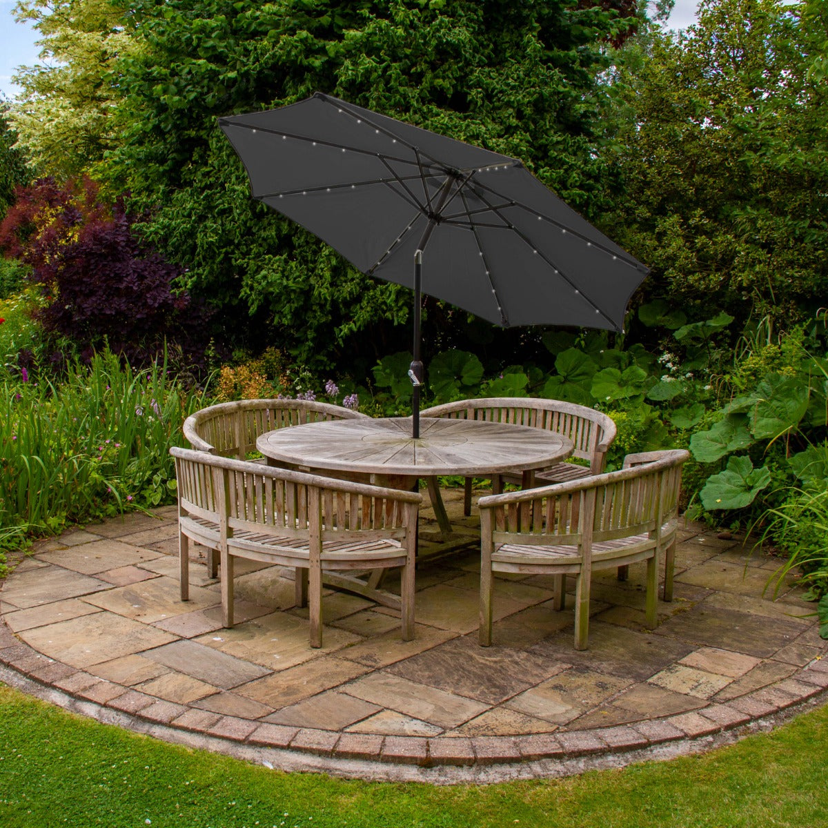 Grey 2.7m LED Tilt Parasol