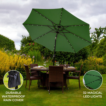 Green 2.7m LED Tilt Parasol