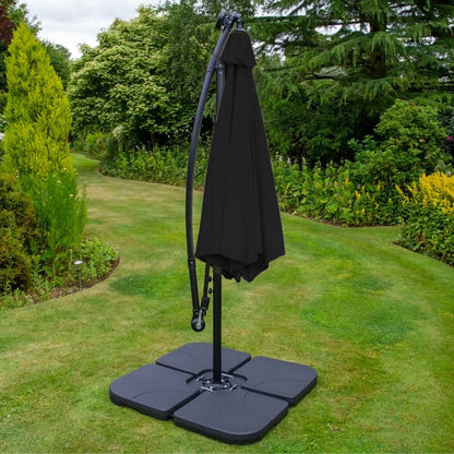 Black 3m LED Cantilever Parasol With Plain Base