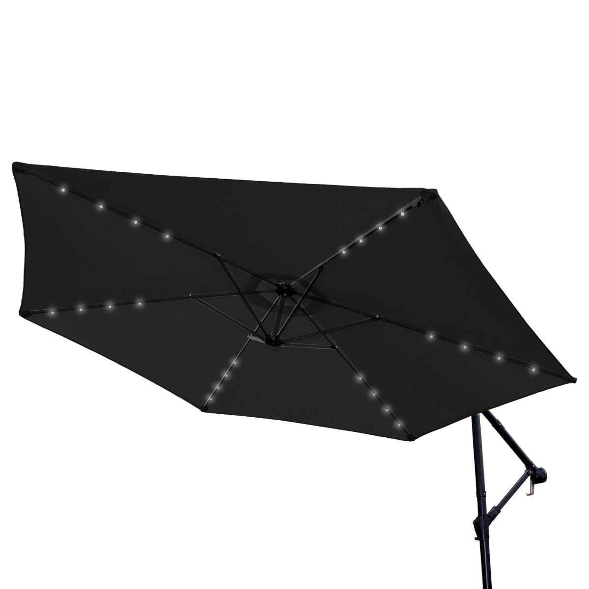 Grey 3m LED Cantilever Parasol With Fan Base