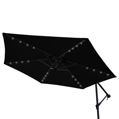 Black 3m LED Cantilever Parasol With Plain Base