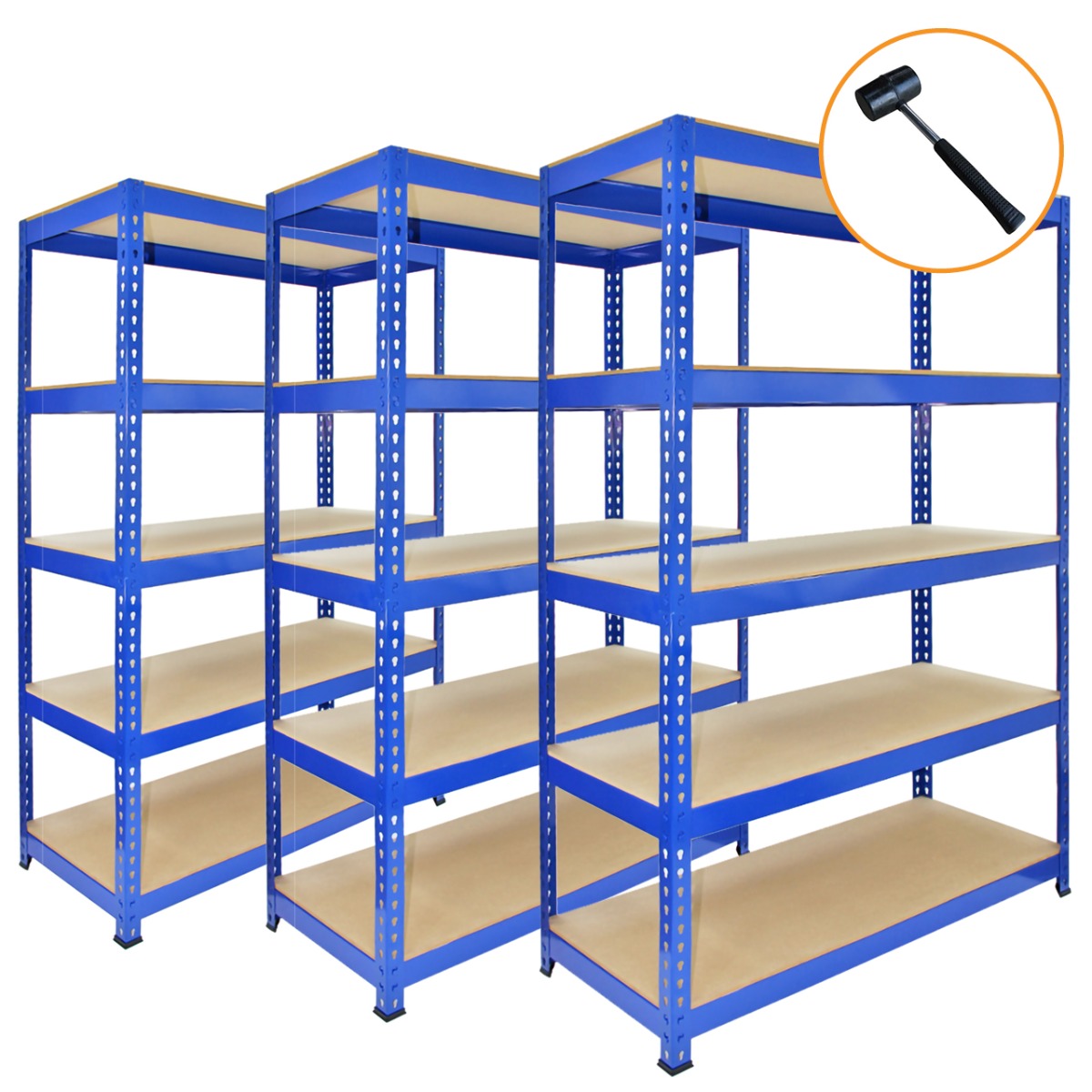 3 x Q-Rax Blue Metal Racking Units 90 x 50 x 180cm