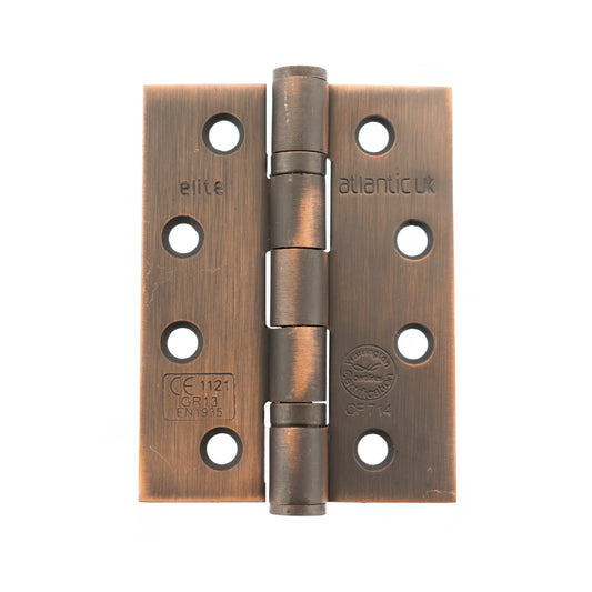 Atlantic Ball Bearing Hinges Grade 13 Fire Rated 4" x 3" x 3mm - Antique Copper - AH1433AC - (Each)