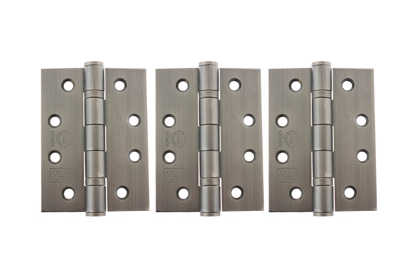 Atlantic Ball Bearing Hinges Grade 13 Fire Rated 4" x 3" x 3mm set of 3 - Matt Gun Metal - AH1433MBN(3) - (Set of 3)