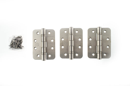 Atlantic Radius Corner Ball Bearing Hinges 4" X 3" X 3mm set of 3 - Satin Stainless Steel - AHR1433SSS(3) - (Set of 3)