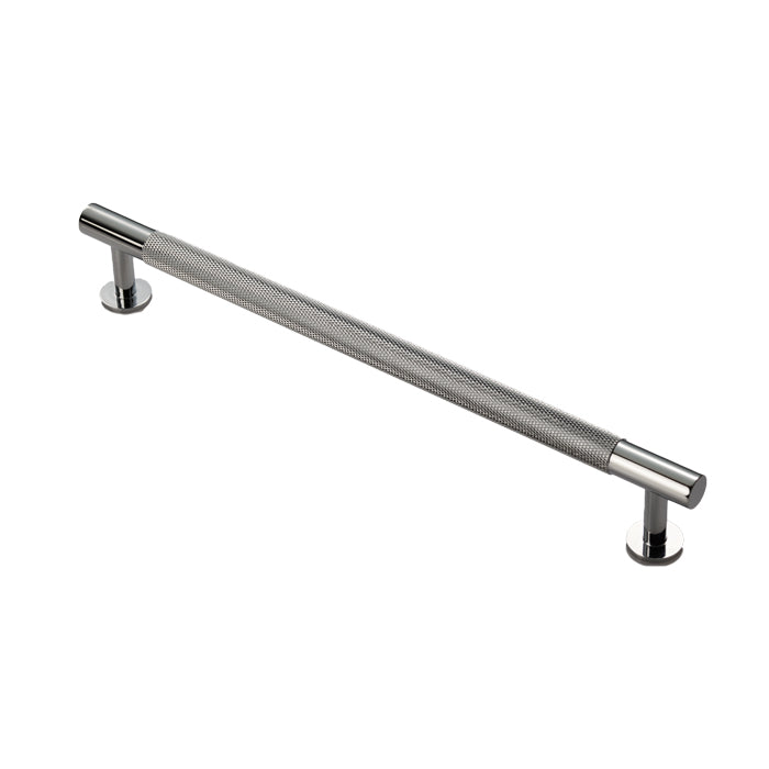 KNURLED CABINET PULL HANDLE 224MM C/C - POLISHED CHROME -