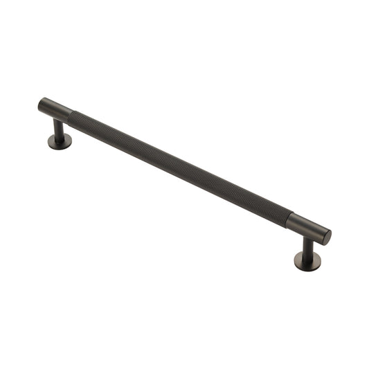 KNURLED CABINET PULL HANDLE 224MM C/C - MATT BLACK -